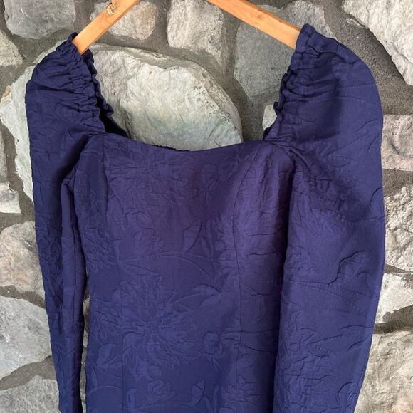 NEW Sz 2 Lilly Pulitzer Ivanna Long Sleeve Navy Caliente Pucker Jacquard Romper - Picture 6 of 11